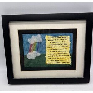 Genesis: 9 11-13 Scripture Thread Rainbow Framed Hanging Art Gods Promise Flood